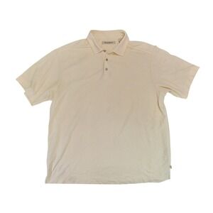 Tommy Bahama Polo Shirt Mens XL Beige Short Sleeve Collared Casual Golf Beach